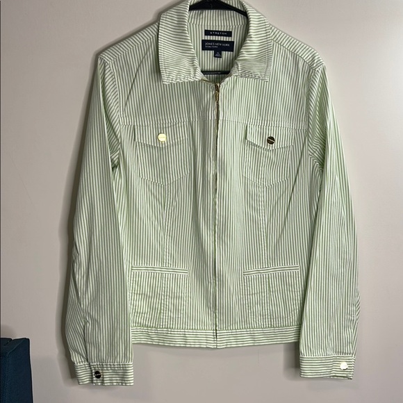Jones New York Signature minty Green Striped Jacket size XL - Picture 1 of 8